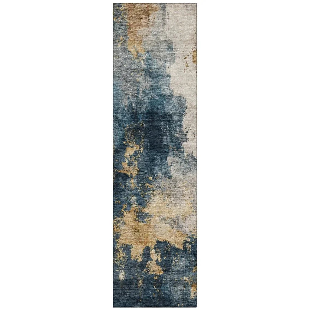 LOOMLAN Rugs Fibra Blue Washable Indoor-Outdoor Rug