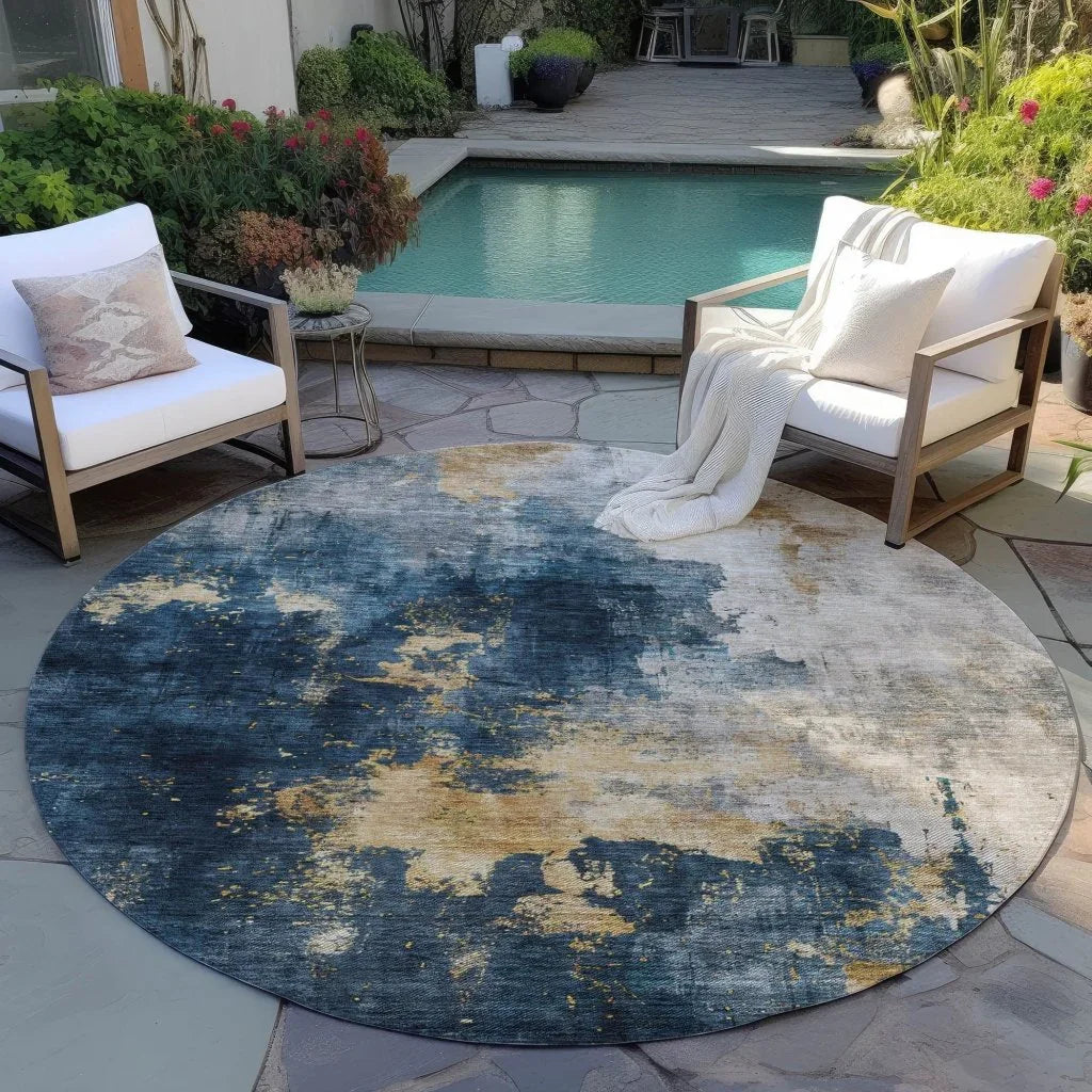 LOOMLAN Rugs Fibra Blue Washable Indoor-Outdoor Rug