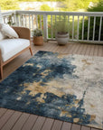LOOMLAN Rugs Fibra Blue Washable Indoor-Outdoor Rug