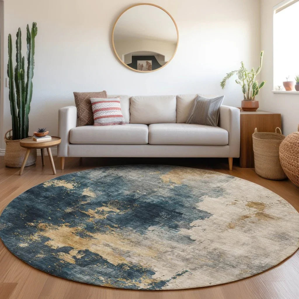 LOOMLAN Rugs Fibra Blue Washable Indoor-Outdoor Rug