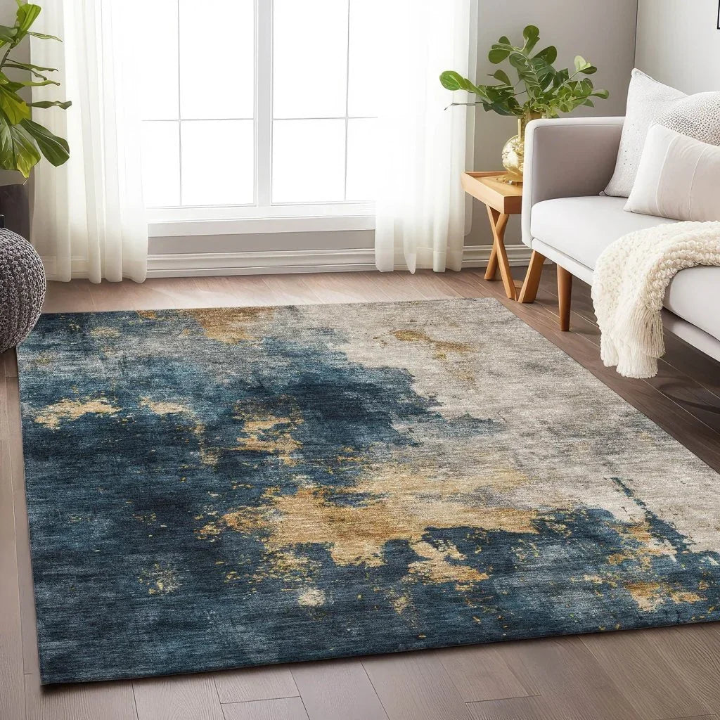 LOOMLAN Rugs Fibra Blue Washable Indoor-Outdoor Rug