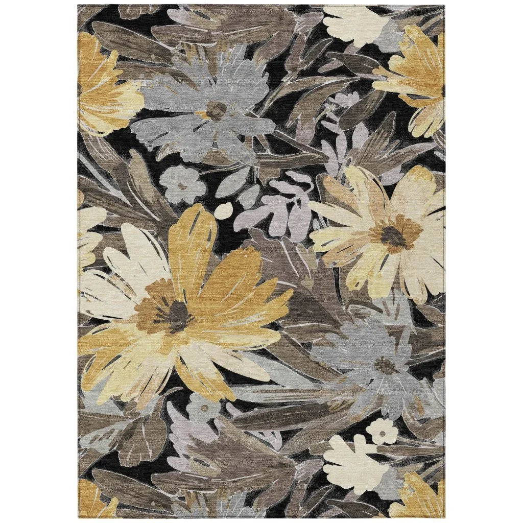 LOOMLAN Rugs Fibrosa Black Washable Indoor-Outdoor Rug