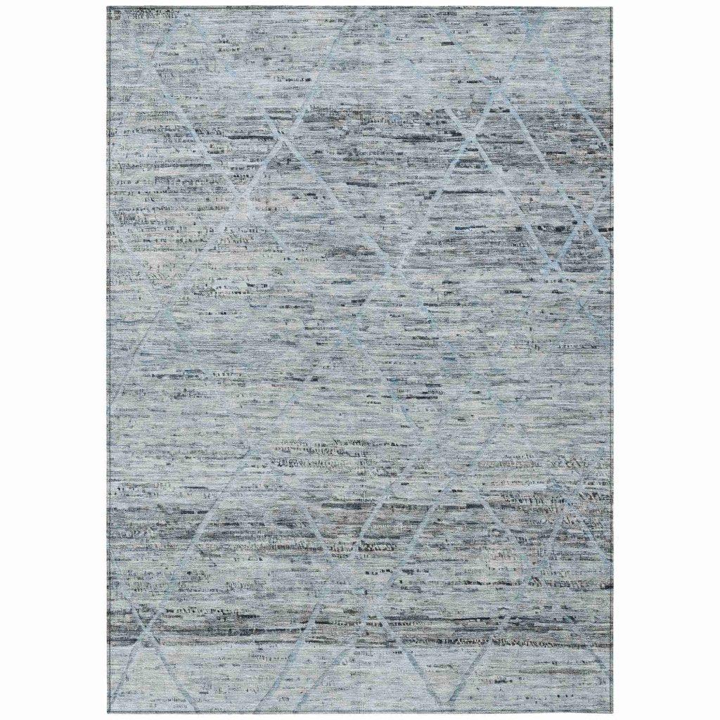 LOOMLAN Rugs Flamara Blue Washable Indoor-Outdoor Rug