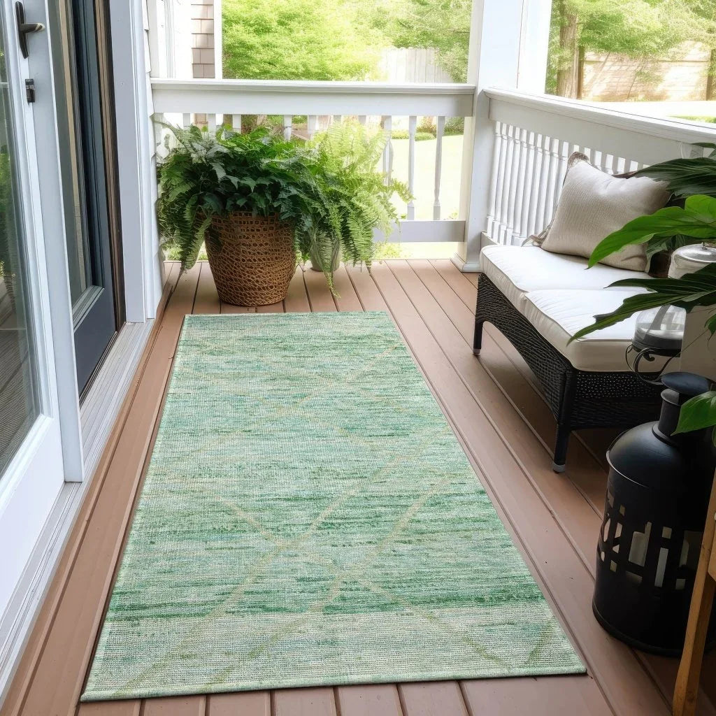 LOOMLAN Rugs Flamara Green Washable Indoor-Outdoor Rug