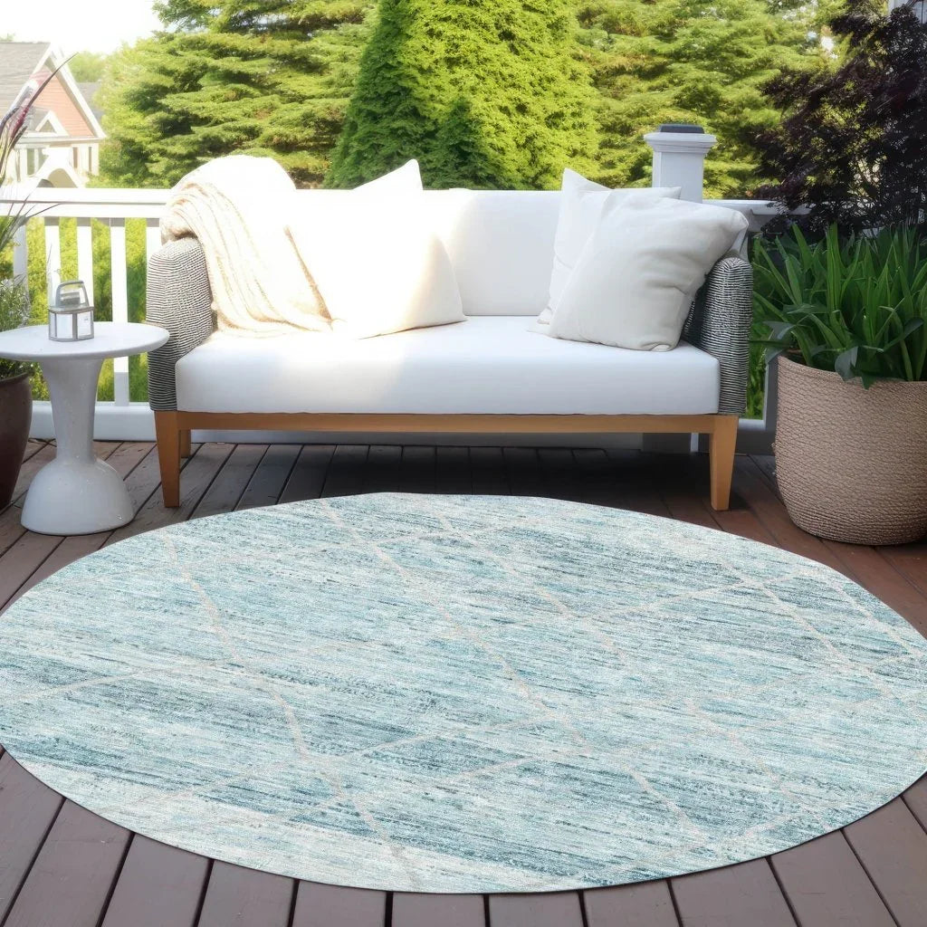 LOOMLAN Rugs Flamara Teal Washable Indoor-Outdoor Rug