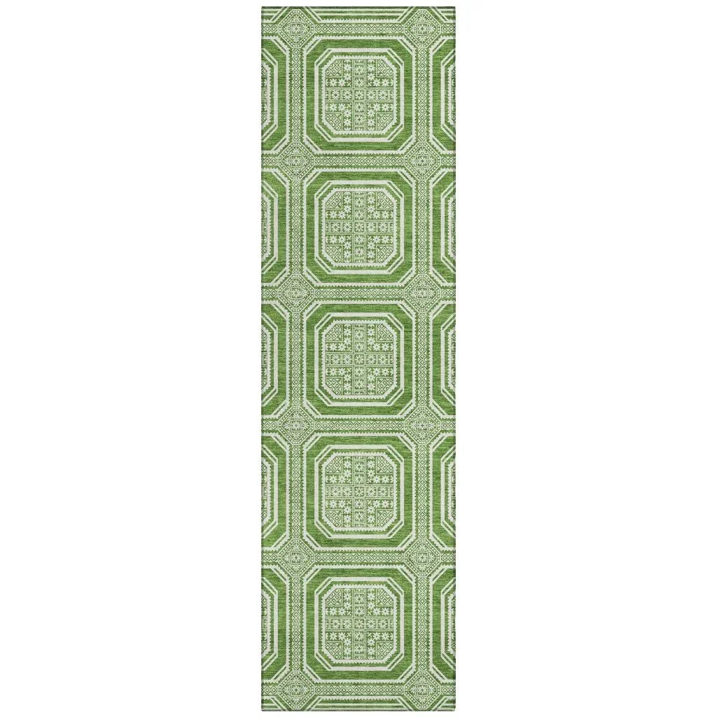 LOOMLAN Rugs Flutira Green Washable Indoor-Outdoor Rug