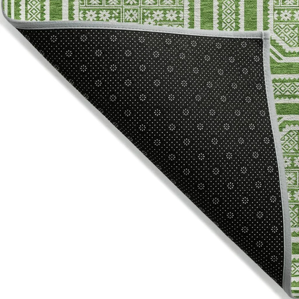LOOMLAN Rugs Flutira Green Washable Indoor-Outdoor Rug