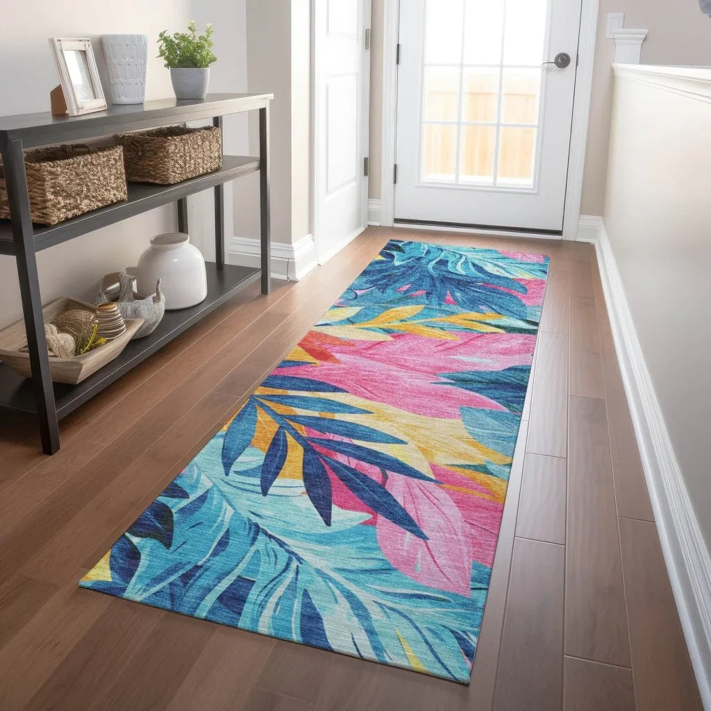 LOOMLAN Rugs Frayura Blue Washable Indoor-Outdoor Rug