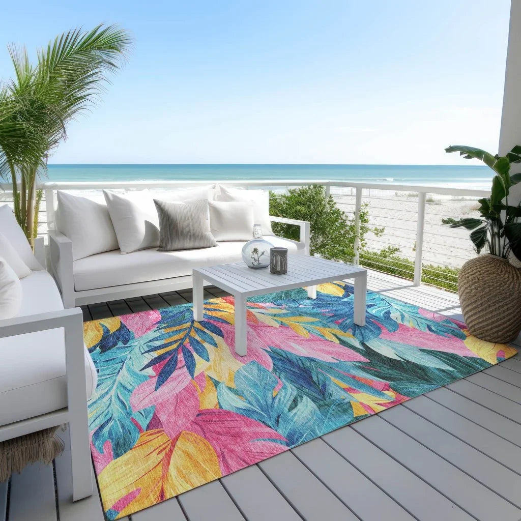 LOOMLAN Rugs Frayura Blue Washable Indoor-Outdoor Rug