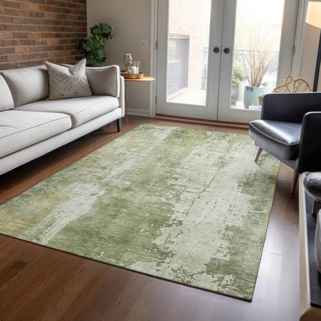 LOOMLAN Rugs Fyerra Green Washable Indoor-Outdoor Rug