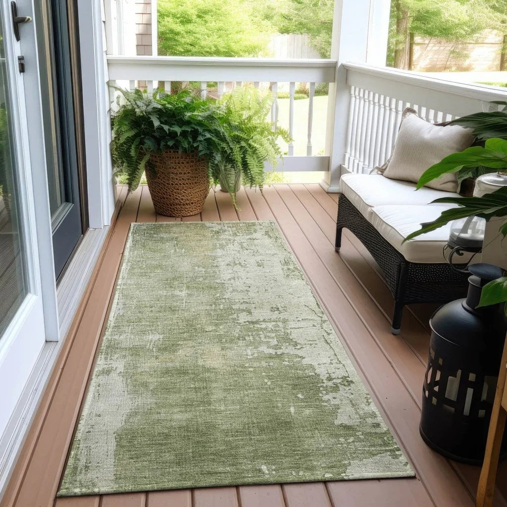 LOOMLAN Rugs Fyerra Green Washable Indoor-Outdoor Rug