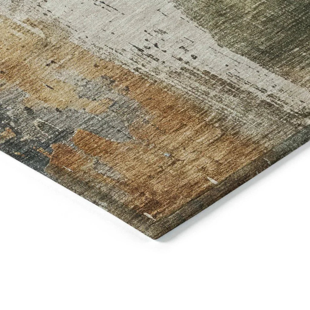 LOOMLAN Rugs Fyerra Olive Washable Indoor-Outdoor Rug