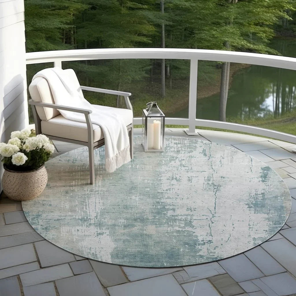 LOOMLAN Rugs Fyerra Teal Washable Indoor-Outdoor Rug