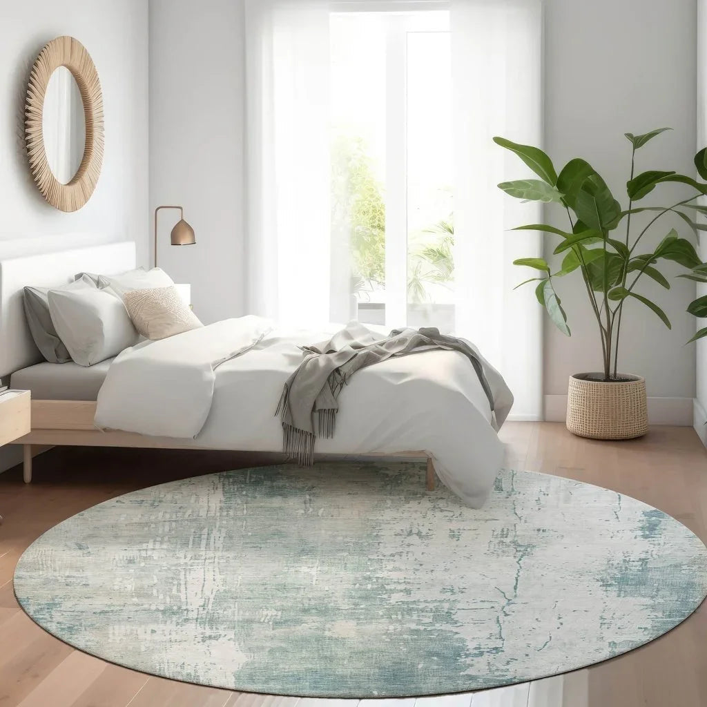 LOOMLAN Rugs Fyerra Teal Washable Indoor-Outdoor Rug