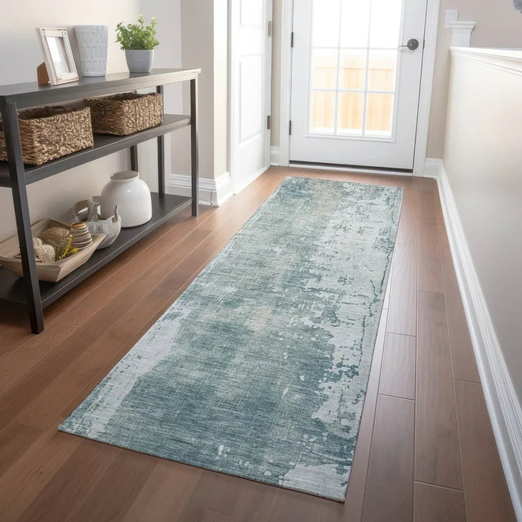 LOOMLAN Rugs Fyerra Teal Washable Indoor-Outdoor Rug