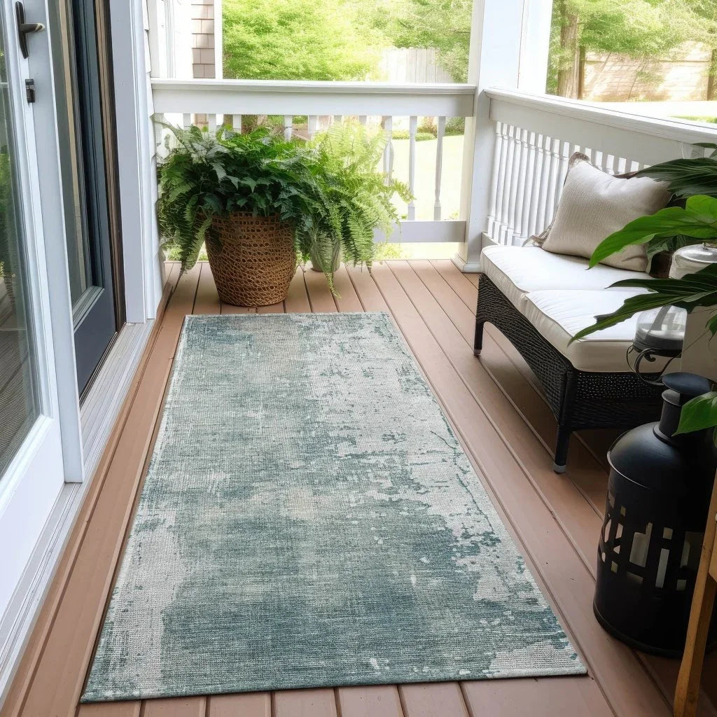 LOOMLAN Rugs Fyerra Teal Washable Indoor-Outdoor Rug