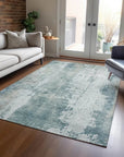 LOOMLAN Rugs Fyerra Teal Washable Indoor-Outdoor Rug