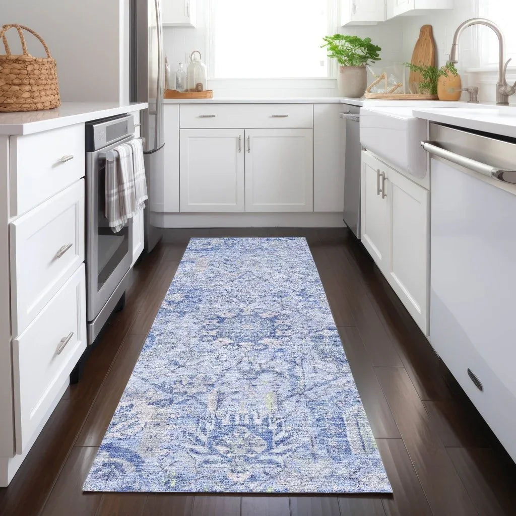 LOOMLAN Rugs Geneva Blue Washable Indoor-Outdoor Rug