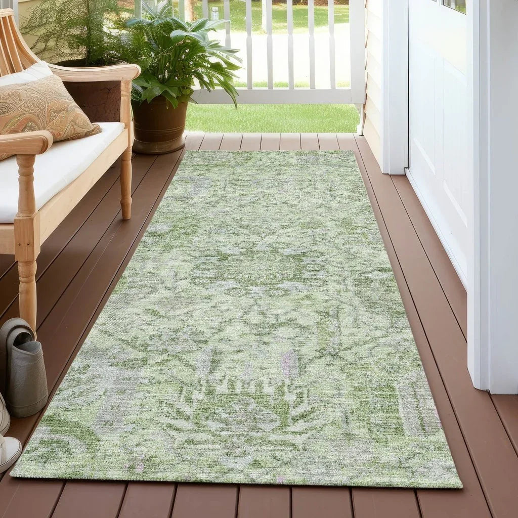 LOOMLAN Rugs Geneva Green Washable Indoor-Outdoor Rug