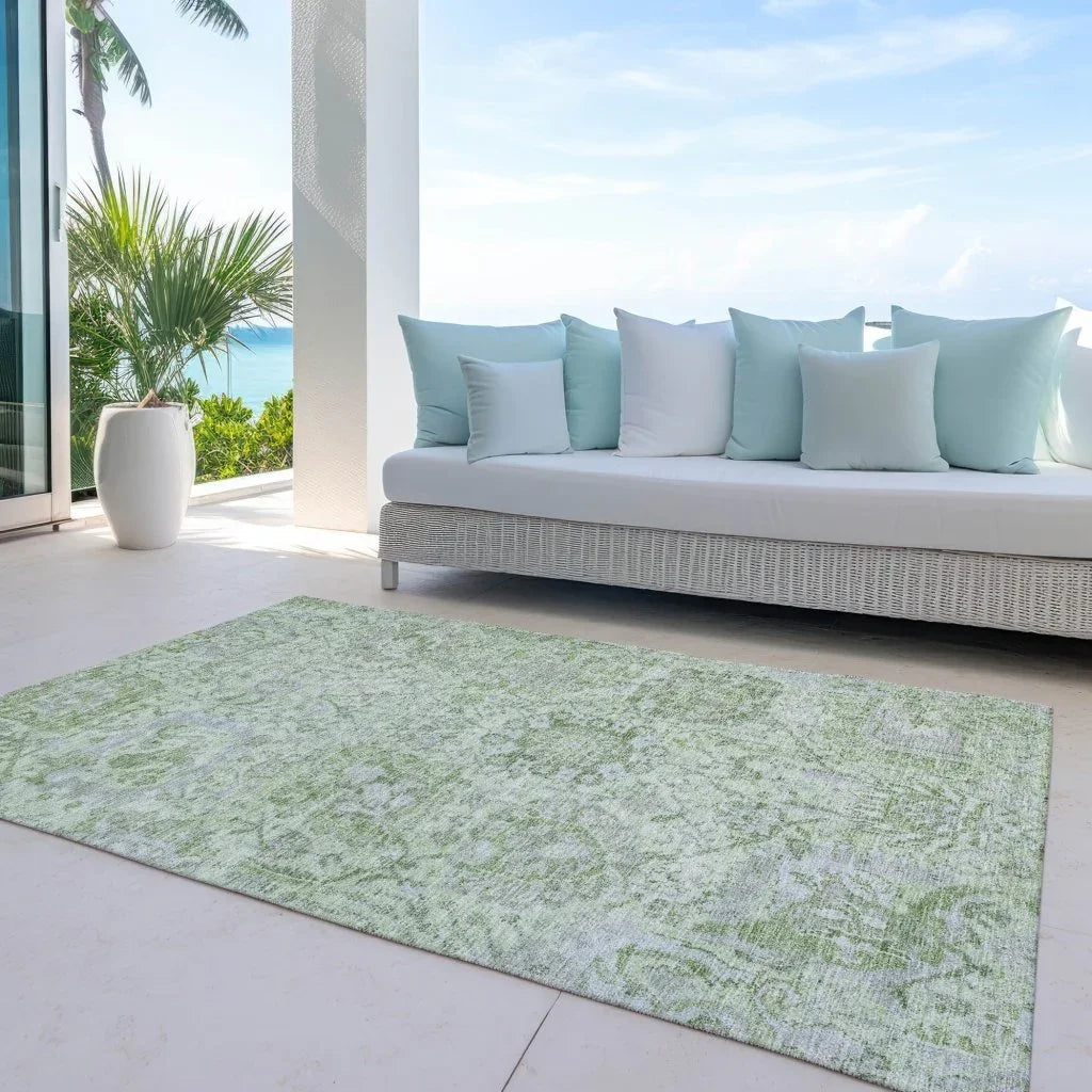LOOMLAN Rugs Geneva Green Washable Indoor-Outdoor Rug