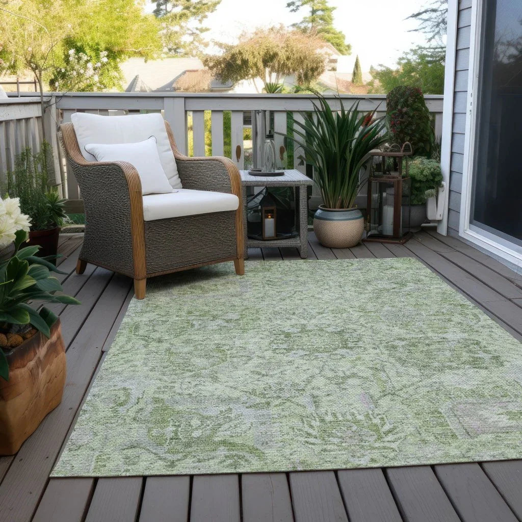 LOOMLAN Rugs Geneva Green Washable Indoor-Outdoor Rug