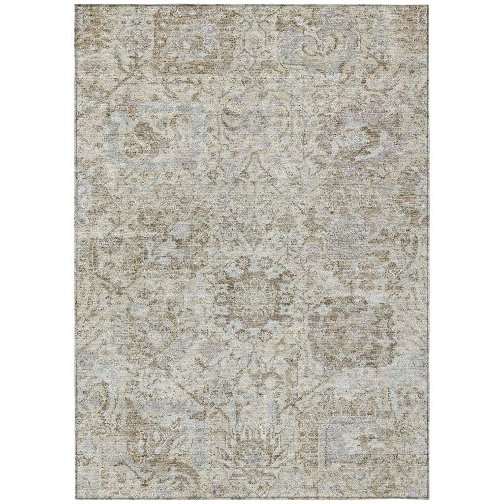 LOOMLAN Rugs Geneva Ivory Washable Indoor-Outdoor Rug