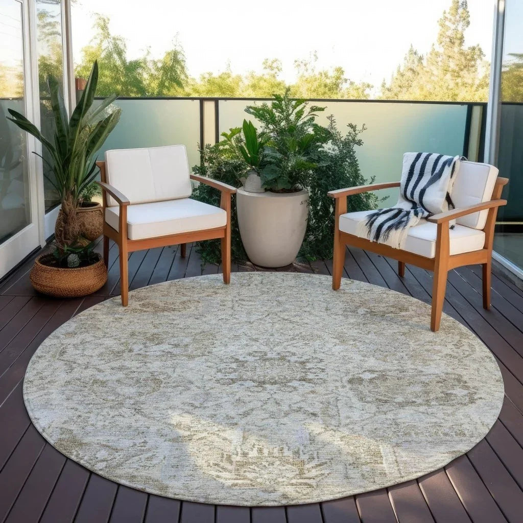 LOOMLAN Rugs Geneva Ivory Washable Indoor-Outdoor Rug