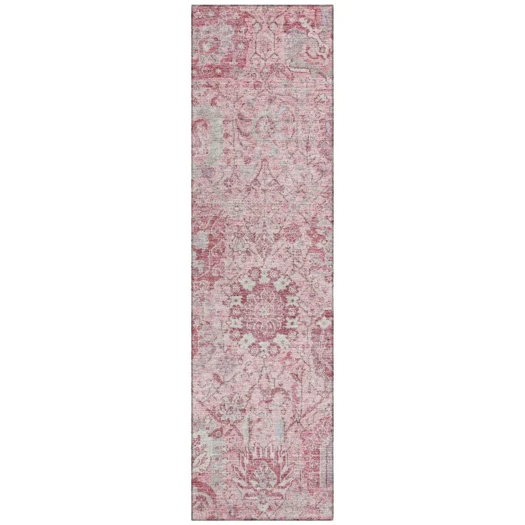 LOOMLAN Rugs Geneva Pink Washable Indoor-Outdoor Rug