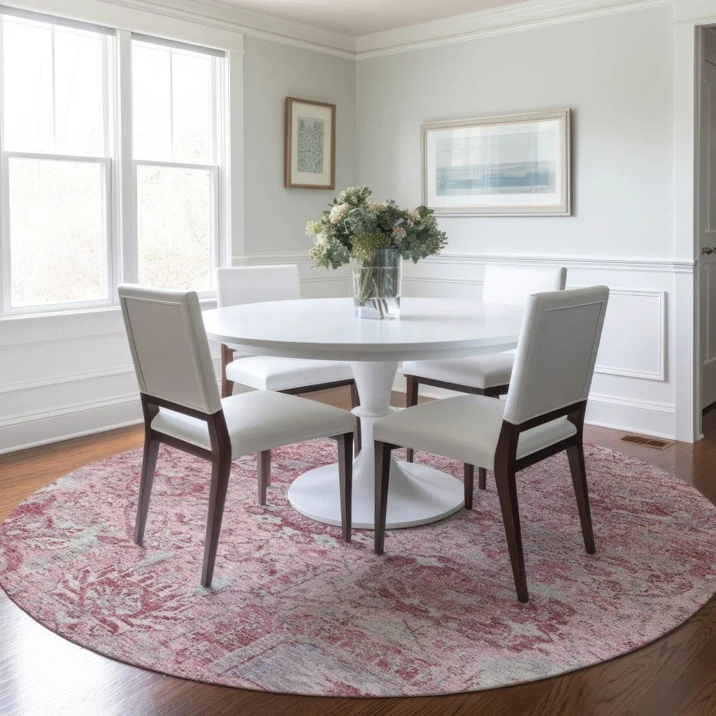 LOOMLAN Rugs Geneva Pink Washable Indoor-Outdoor Rug