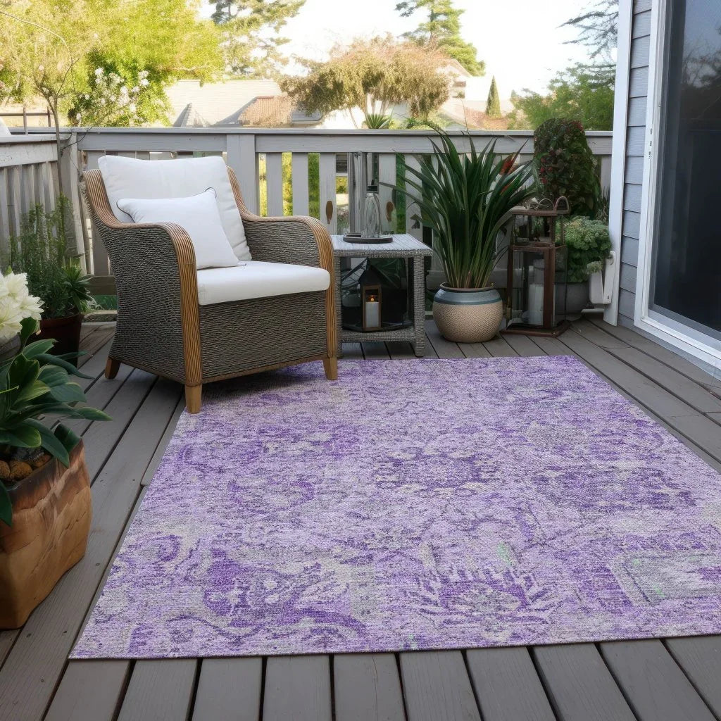 LOOMLAN Rugs Geneva Purple Washable Indoor-Outdoor Rug