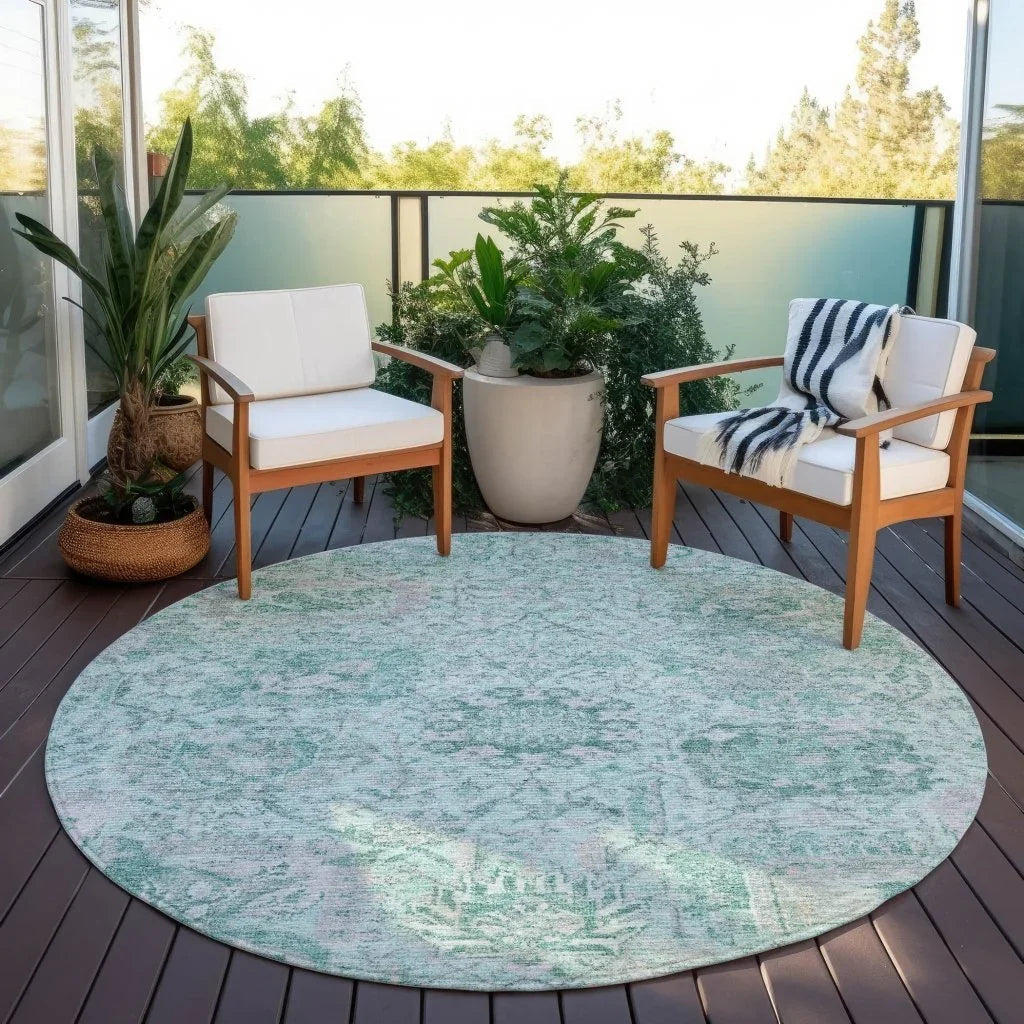 LOOMLAN Rugs Geneva Teal Washable Indoor-Outdoor Rug