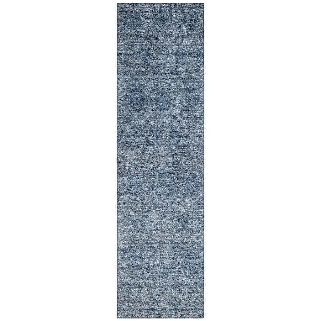 LOOMLAN Rugs Glenra Blue Washable Indoor-Outdoor Rug