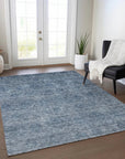 LOOMLAN Rugs Glenra Blue Washable Indoor-Outdoor Rug