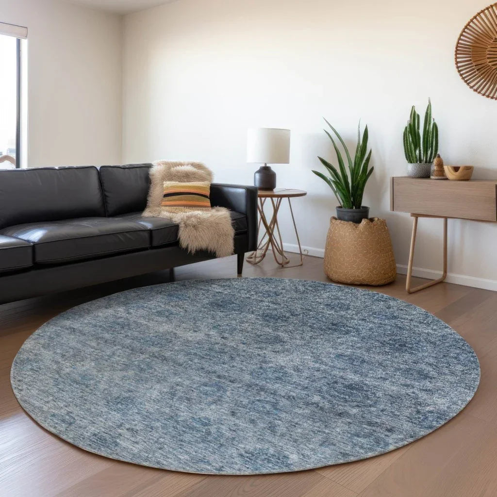 LOOMLAN Rugs Glenra Blue Washable Indoor-Outdoor Rug