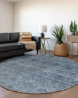 LOOMLAN Rugs Glenra Blue Washable Indoor-Outdoor Rug