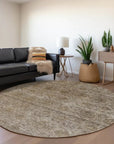 LOOMLAN Rugs Glenra Brown Washable Indoor-Outdoor Rug