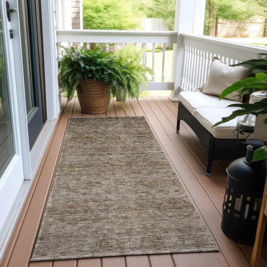 LOOMLAN Rugs Glenra Brown Washable Indoor-Outdoor Rug