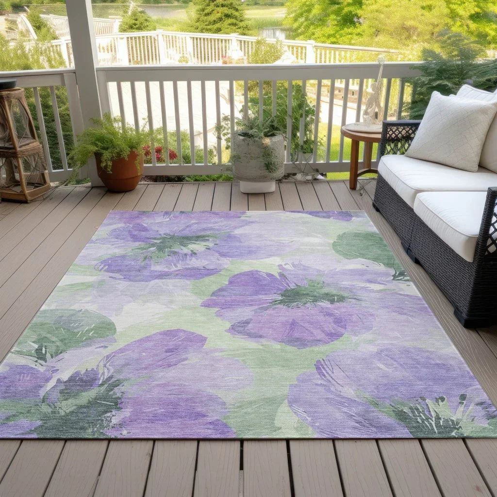 LOOMLAN Rugs Golditha Purple Washable Indoor-Outdoor Rug