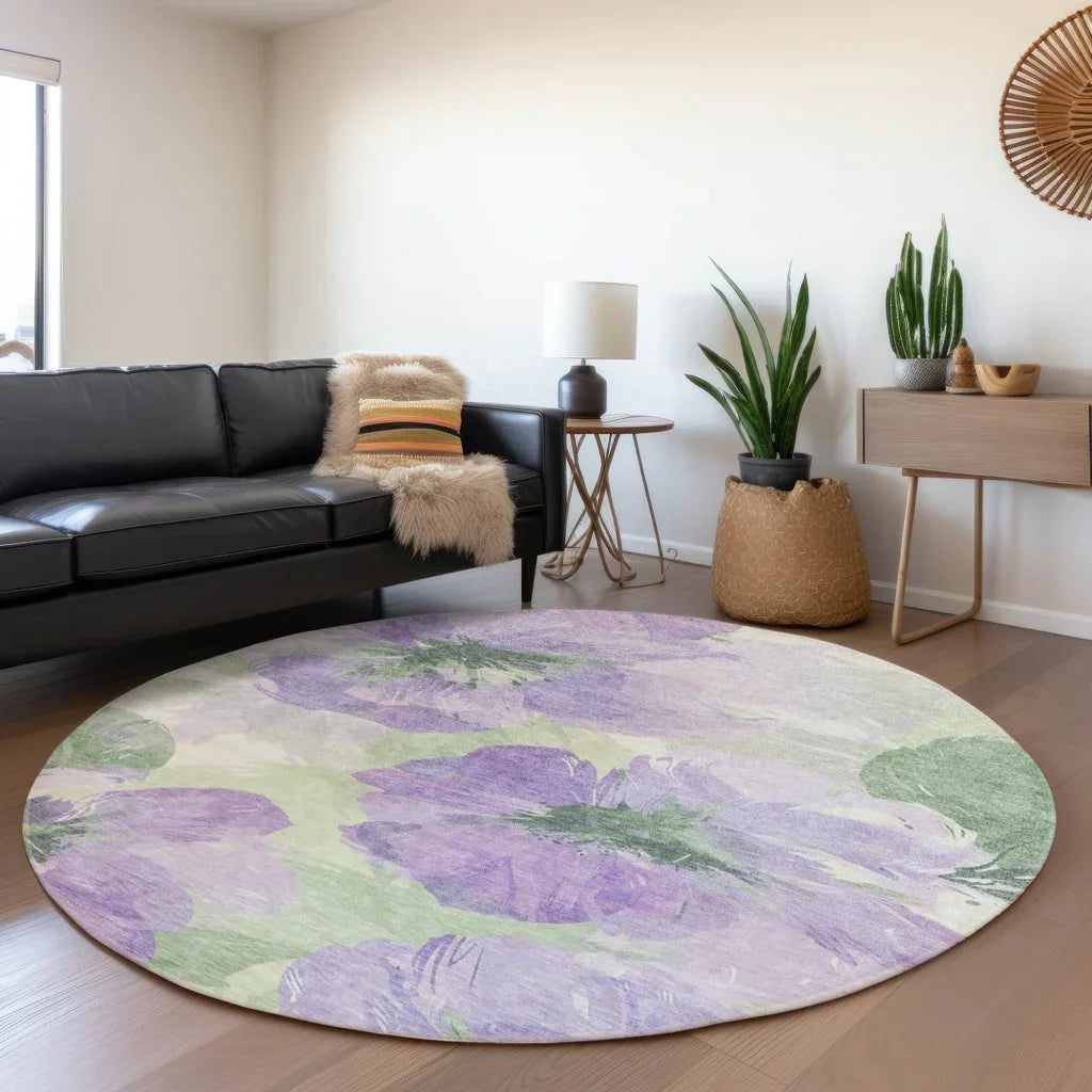 LOOMLAN Rugs Golditha Purple Washable Indoor-Outdoor Rug