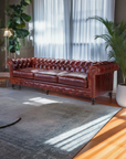 108" Long Leather Chesterfield Sofa Made to Order