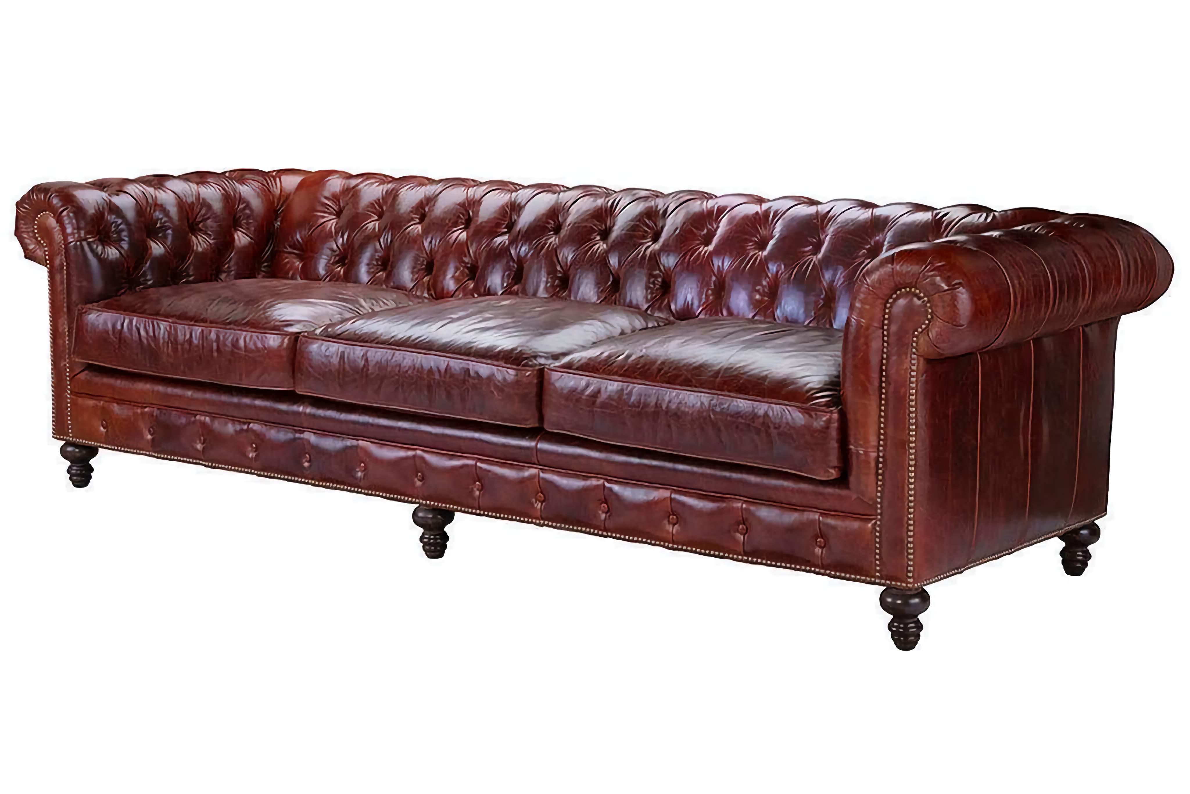 108&quot; Long Leather Chesterfield Sofa Made to Order