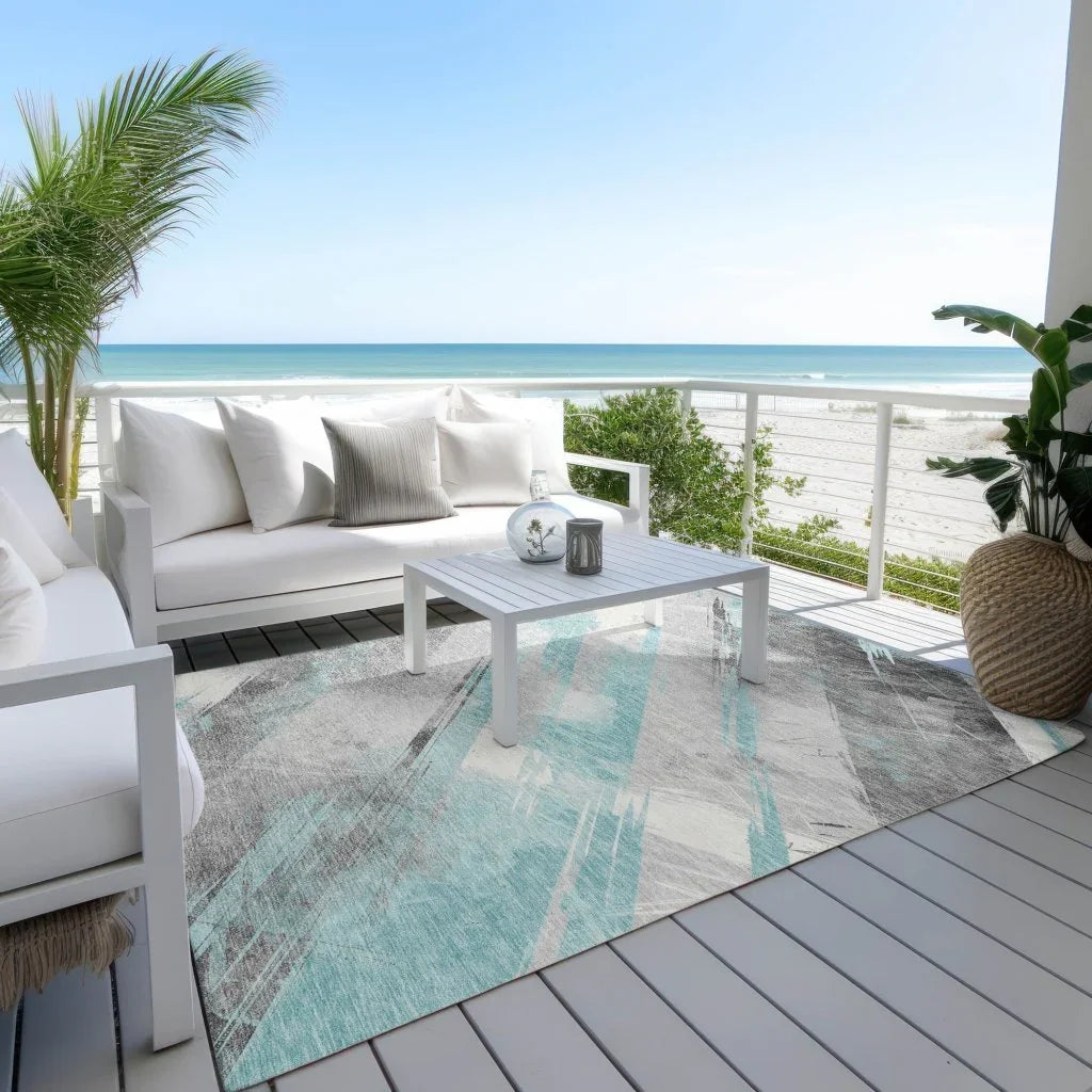 LOOMLAN Rugs Grandelux Teal Washable Indoor-Outdoor Rug
