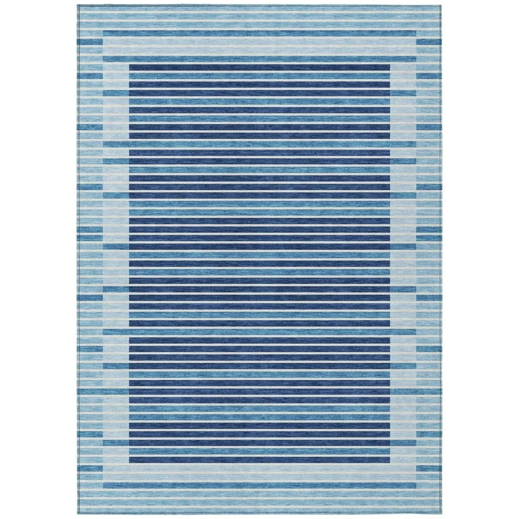 LOOMLAN Rugs Graphyne Blue Washable Indoor-Outdoor Rug