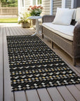 LOOMLAN Rugs Gridora Black Washable Indoor-Outdoor Rug