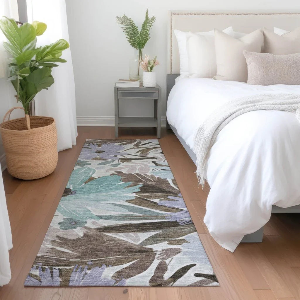 LOOMLAN Rugs Handetta Brown Washable Indoor-Outdoor Rug