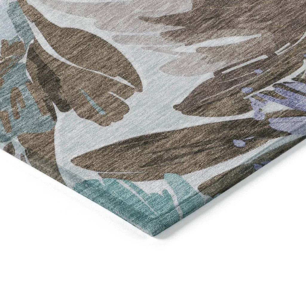 LOOMLAN Rugs Handetta Brown Washable Indoor-Outdoor Rug