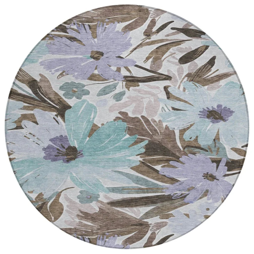 LOOMLAN Rugs Handetta Brown Washable Indoor-Outdoor Rug