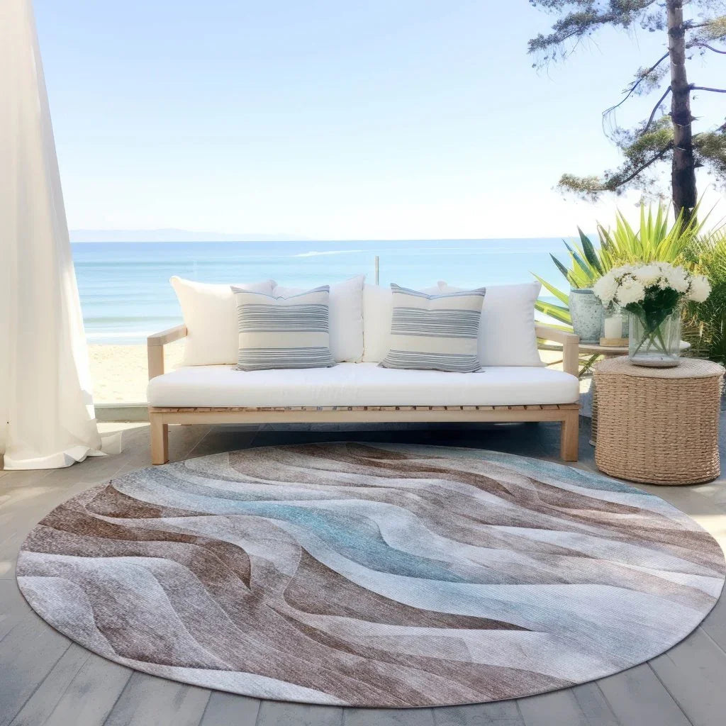 LOOMLAN Rugs Harmona Brown Washable Indoor-Outdoor Rug