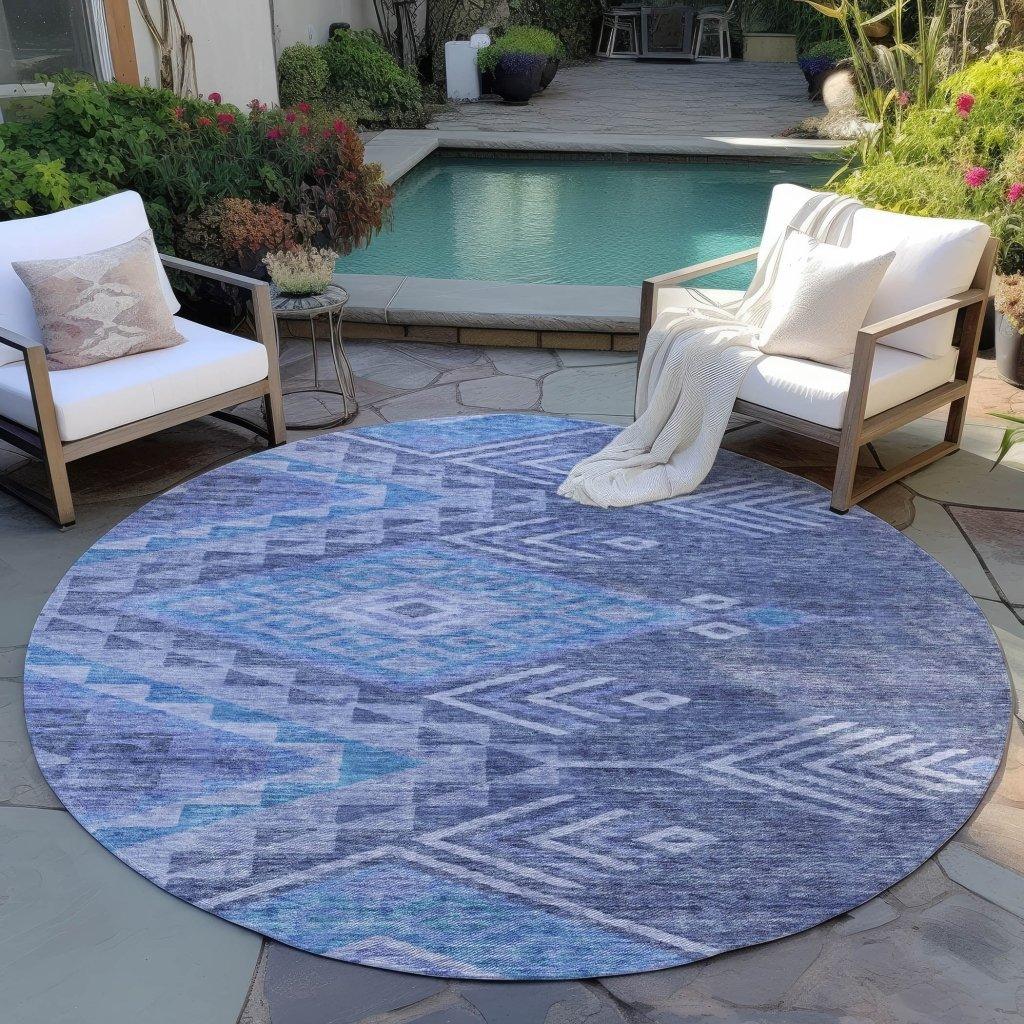 LOOMLAN Rugs Harmony Blue Washable Indoor-Outdoor Rug