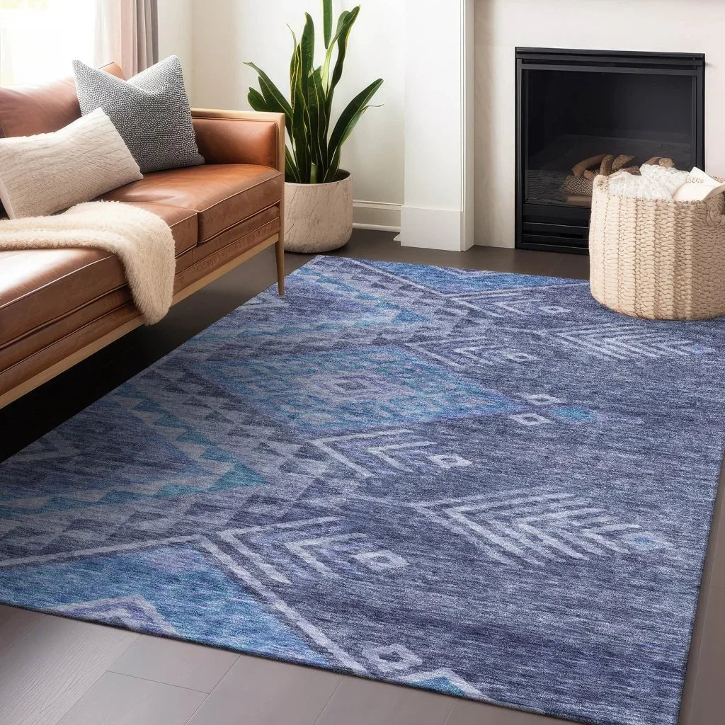 LOOMLAN Rugs Harmony Blue Washable Indoor-Outdoor Rug